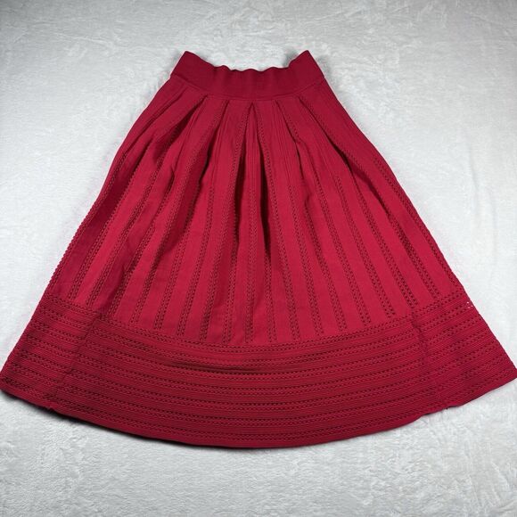 Maje Dresses & Skirts - Maje Jubio Crochet Cut Out Midi‎ Skirt Red Pleated Womens Size 2